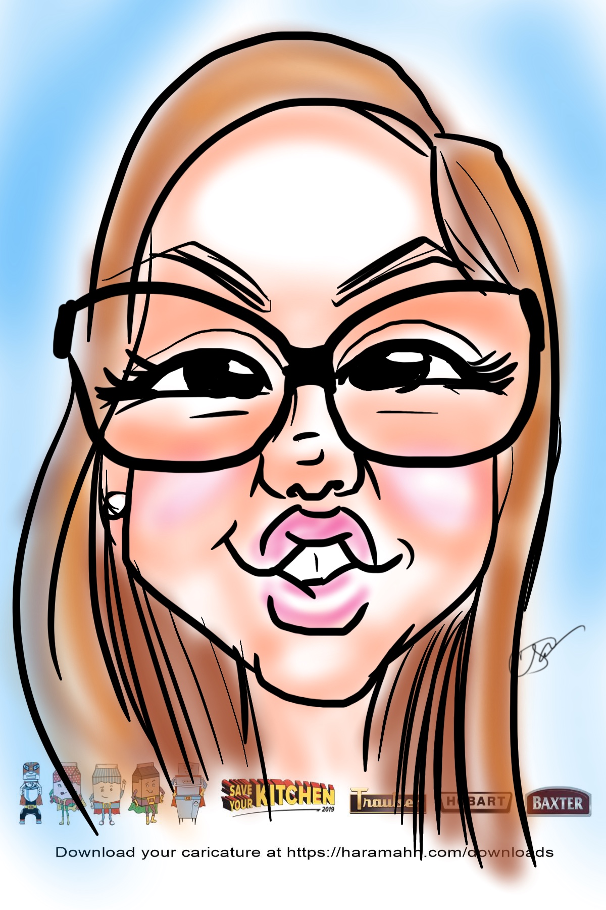 Digital caricature of a woman