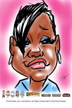 <em>Priscilla,</em> 2019. Digital. Digital caricature of a woman