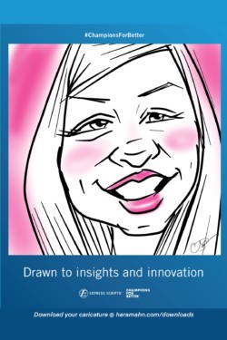 <em>Sarah,</em> 2019. Digital. Digital caricature of a woman