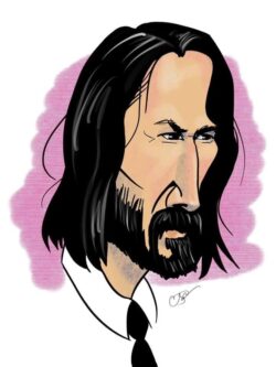 <em>Keanu Reeves,</em> 2022. Digital. Digital caricature of Keanu Reeves.