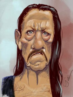 <em>Danny Trejo,</em> 2022. Digital painting. Digital caricature of Danny Trejo.