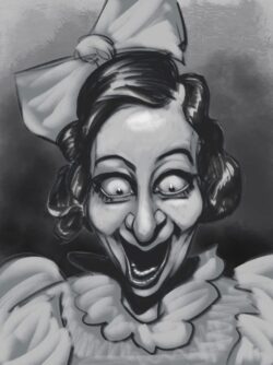 <em>Fanny Bryce,</em> 2023. Digital painting. Digital caricature of Fanny Bryce.