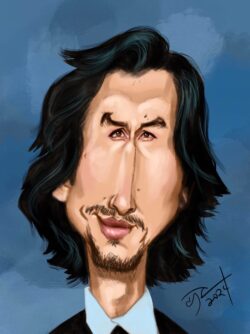 <em>Adam Driver,</em> 2024. Digital painting. Digital caricature of Adam Driver.