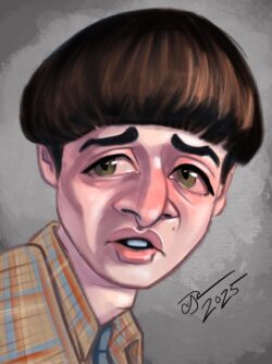 <em>Will Byers,</em> 2025. Digital painting. Digital caricature of Noah Schnapp as Will from Stranger Things.