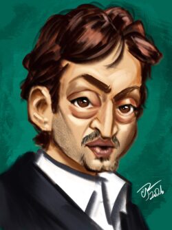 <em>Irrfan Khan.,</em> 2026. Digital painting. Digital caricature of Irrfan Khan.